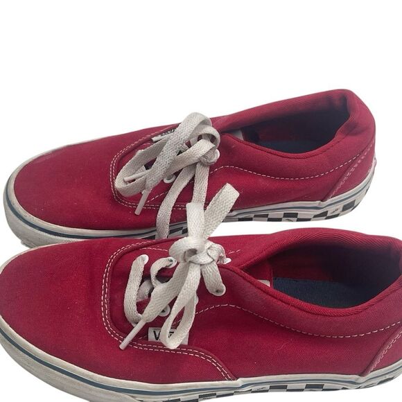 Vans Off The Wall Red Canvas Skateboard Sneakers Youth size 3 Lace Checked sole - Picture 13 of 16